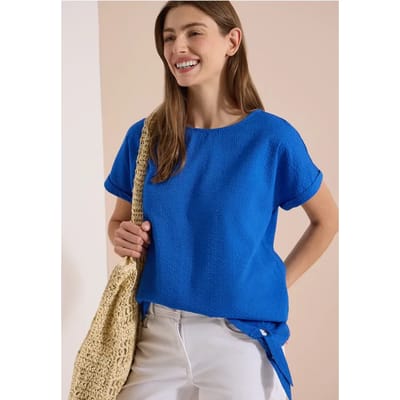 Blouse met ronde hals en knoopdetail
