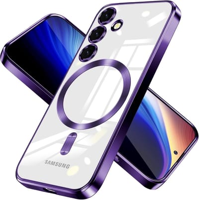 Hoesje Geschikt voor Samsung Galaxy S26 Plus hoesje backcover Paars – Geschikt voor Magsafe Lens beschermer – Transparant