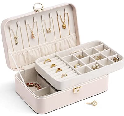 Dubbel Laags Sieradenopbergdoos met Slot voor Ringen, Oorbellen, Armbanden en Kettingen