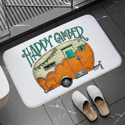 Happy Campers Welkomstmat Vloerdecoratie Tapijt Antislip Makkelijk Schoon te Maken Vloerkleed Woonkamer Thuiswerkplek Wasbare Deurmatten 40x60cm