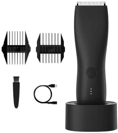Trimmer voor lichaamshaar voor mannen, scheerapparaat voor vrouwen, epilator, bikinilijntrimmer, scheerapparaat voor liezen en lichaam, baardscheerapparaat voor armen, zwart (met voet)