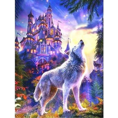 Diy diamant borduurpakketten volledige boor 5D Diamond Craft schilderij magische wolf huilen 20X30CM blue