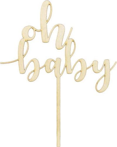 Houten taarttopper Oh Baby | Babyshower | Gender Reveal