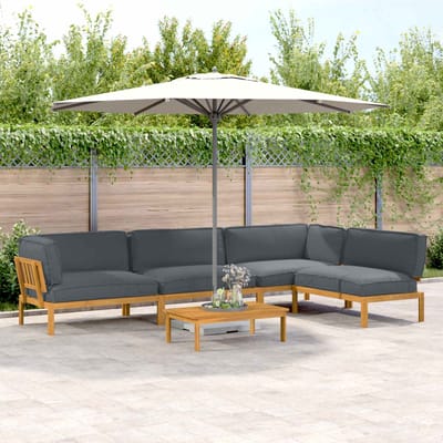 vidaXL - Bankstel - 5 - st - Antraciet - Massief - Acacia - Hout