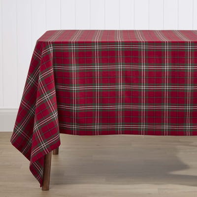 Homescapes Prince Edward 100% katoenen tafelkleed, 138 x 178 cm, rood geruit