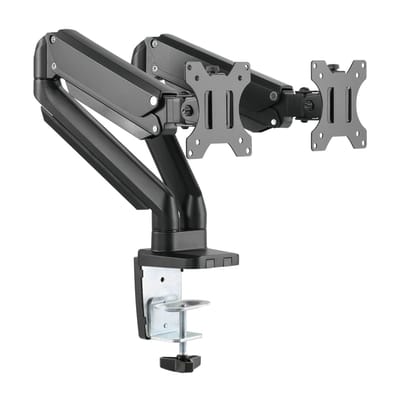 Deltaco ARM-0351 Gasgedreven Monitor Arm - 2 Schermen - Bureaustandaard - 17-32 inch - Max 2x 8kg - Zwart