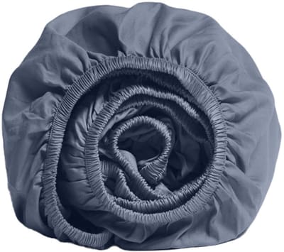 Yumeko hoeslaken katoensatijn misty blauw 90x200x30 - Bio, eco & fairtrade