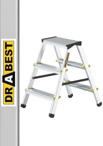 Aluminium Ladder 3 Treden, Dubbelzijdig, 150 kg Laadcapaciteit