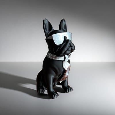 Bulldog Beeld Hond Beeldje Zonnebril Stropdas Woonaccent Cadeau Hondenliefhebber Modern Interieur | 30 cm / 11.8 inch / Zwart