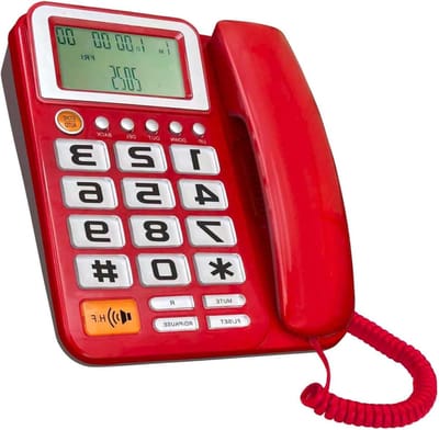 Vaste Telefoon - Grote Knop - Thuisgebruik Kantoor - Bellerweergave Functie - 22 x 17 cm - Rood Wit