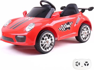Porsche 911-Stijl Full Option Elektrische Kinderauto 1 tot 5 jaar – Sport Accuvoertuig met MP3 & Schokdempers – 12V Kinderauto met Afstandsbediening, LED-Koplampen & Soft-Start – Rood