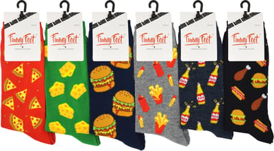 Funny Feet socks - Happy kousen snack - cadeau - grappige sokken - 6 paar - Maat 39-42