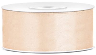 Partydeco Cadeaulint - creme - 2,5 cm x 25 meter - satijn - sierlint - inpakken - decoratie