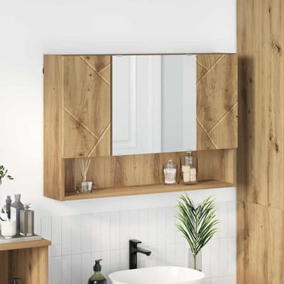 vidaXL - Spiegelkast - Artisan - Eiken - 80 - x - 17 - x - 55 - cm - Bewerkt - hout