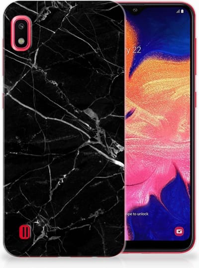 Samsung Galaxy A10 TPU Siliconen Hoesje Marmer Zwart - Origineel Cadeau Vader