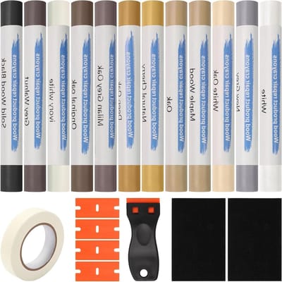 Hardwax Reparatieset voor Vloeren en Meubels - 12 Kleuren voor Laminaat, Parket en Vinyl, Inclusief Onderhoud en Herstel