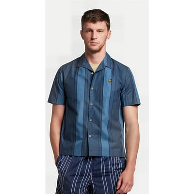Lyle & Scott Vertical Stripe Resort Shirt Slate Blue/ Navy Taglia: M | Camicie Casual Outlet | Uomo | Blu