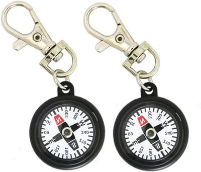 Compacte Sleutelhanger Kompas voor Wandelen, Kamperen en Jagen - Mini Navigatie Tool, Set van 2 voor Buitenavonturen