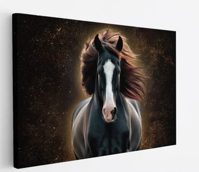 Saammp Canvas Schilderij - Paard - portret - Dieren - Natuur - 45x30 - Foto op canvas - Wanddecoratie - muurdecoratie Woonkamer - Slaapkamer decoratie - Canvas Print