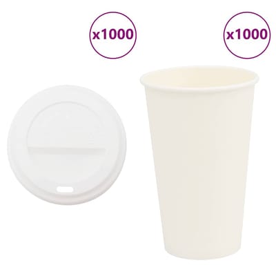 vidaXL - Papieren - koffiekopjes - met - deksel - 1000 - st - 16oz - 400 - ml