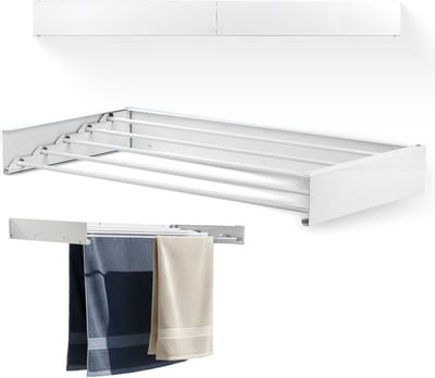 Goodly® High quality Wanddroogrek - Droogrek muur inklapbaar - Wasrek - Wasdroogrek buiten - QUALITY 6m - drooglijn - Wit
