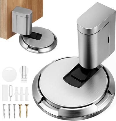 Magnetische Vloerdeurstopper Zwaar Zilver Verstelbaar Zonder Boren