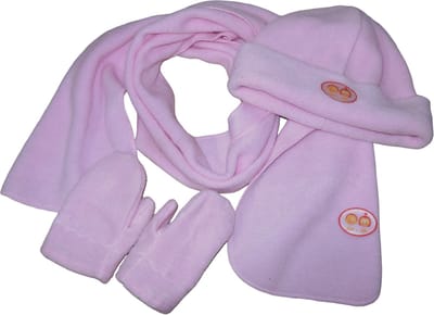 Kindersjaal 120 cm + Muts 52/54 + Wanten/Handschoenen maat 2 - Lichtroze