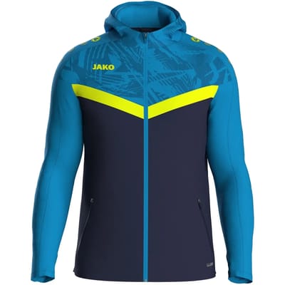 Jako Iconic Jas Met Kap Heren - Marine / Jako Blauw / Fluogeel | Maat: 4XL