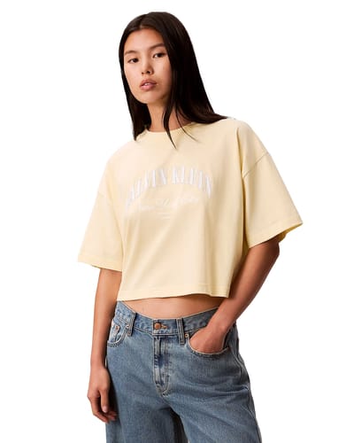 Calvin Klein T-shirt Ss Cropped Boxy Heri Lv047f813g Zrk Pear Sorbet Dames Maat - S