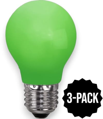 3-Pack | Prikkabel - Standaard bol - E27 - 0.9W - Groen