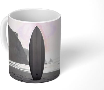 Mok - Koffiemok - Surfplank - Zand - Zee - Mokken - 350 ML - Beker - Koffiemokken - Theemok