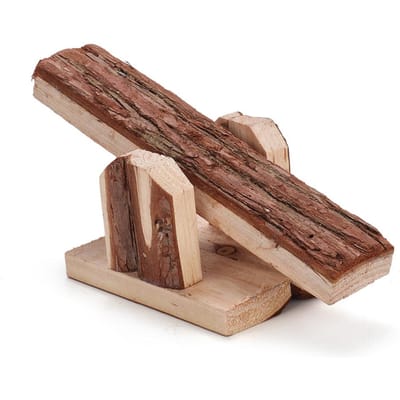 Jouets à mâcher en bois naturel pour animaux de compagnie, petits animaux, lapin, souris, rat, cochon d'Inde, hamster, balançoire, jouets de cage brown