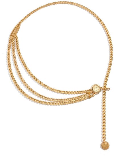 Dailygoods- Kettingriem Gouden Kleur - Verstelbare Taille - Meerlaagse Design - Sieradenriem - Damesriem - Geschikt voor Feesten - Tailleketting