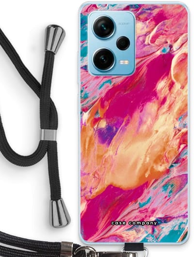 Case Company® - Hoesje met koord geschikt voor Xiaomi Redmi Note 12 Pro Plus hoesje met Koord - Pastel Echoes - Telefoonhoesje met Zwart Koord - Bescherming aan alle Kanten en Over de Schermrand
