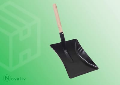 Stoffer en blik metaal zwarte houten steel schep plaatwerk schep zandschep asschep ovenschep (stoffer en blik zwart, 1)