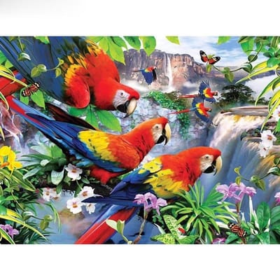 Ensembles de diamants ronds à motifs d'oiseaux et de papillons au point de croix Peinture au diamant Paysage Broderie au diamant 20X30CM red