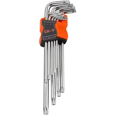 9-delige Torx-sleutelset met inbussleutels, pruimenbloesemschroevendraaier met dubbele L-vormige ster, handreparatiegereedschap gray