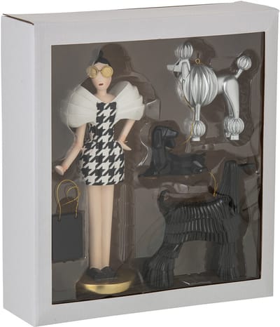 J-Line decoratie Dame + Honden Pied-De-Poule - polyresin - mix