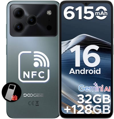 DOOGEE Note 56 Pro - Smartphone - 32GB RAM + 128GB ROM(2TB/TF) - Gemini AI - Android 16 - 6150mAh - 6,56 inch HD + 90Hz - 4G Dual SIM - Gemini AI - OTG - NFC - Face ID - GPS - Groen