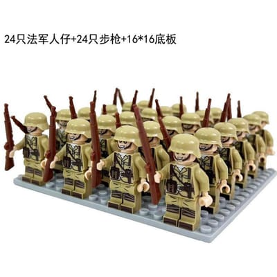24 Stuks Tweede Wereldoorlog militaire serie, bouwstenen, figuren, speelgoed, miniatuurfiguren, humanoïde poppen, speelgoed, verjaardagscadeaus.