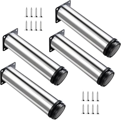 Verstelbare Chrome Metalen Keukenpoten voor Meubels, Werkbladen en Tafels - Hoogte 180-195mm - Stevige Ondersteuning voor Keuken en Eetruimte