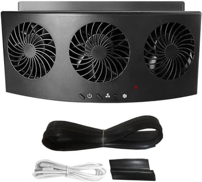 Autozonneventilator, Zomer Koeler, Mini Uitlaatventilator Met 3 Luchtuitlaten, Zwart