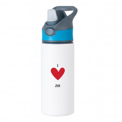 Hacebo® - Ik hou van mijn zus waterfles met rietje blauw - Zus - de liefste zus - cadeau voor je zus - familie - hartje - love - water fles - 650ML