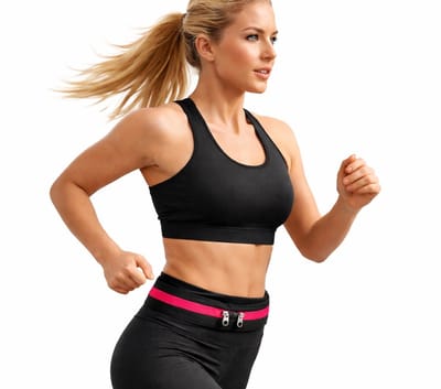 Running Belt Dames I Heuptas I Elastische Heuptas I Sporttas I Hardlooptas I Fanny Pack I Zip Pouch I Zwart/Roze