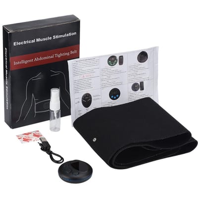 EMS Spierstimulator Buikspieren Buiktrainer Toning Riem USB Oplaadbaar Lichaam Buik Gewichtsverlies Thuisgym Fitnessapparatuur Unisex zwart