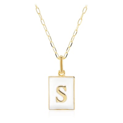 Cavill - 925 Sterling Zilver Halsketting - Vergulde Initialen Hanger 23x11 mm - Verstelbare Dames Ketting 45-50 cm - Elegant & Minimalistisch