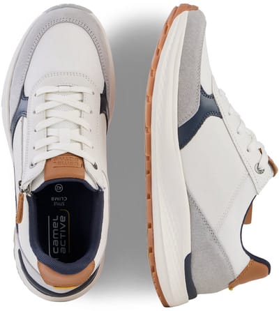 camel active Sneaker met zijrits - Maat menswear-43 - Wit