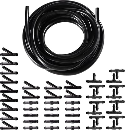 Ruitensproeierslang Reparatie - Wisserwaterslang Set - Heldere Voorruit - Universele Pasvorm - 4 Meter Inclusief 45 Connectoren - Zwart