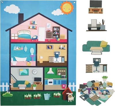 Vilten Bord - Verhaalbord Set - Educatief Spel - Wandmontage Mogelijk - 104x75cm