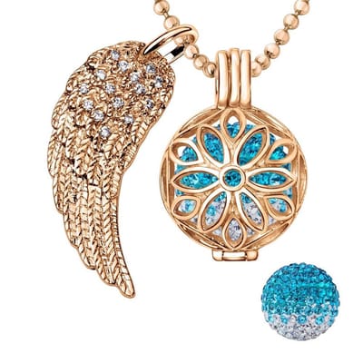 Engelenroeper 18mm Bolhouder met Ketting 90cm en Bolletje - Dames - Roségoudkleurig Bloem - EBS18135